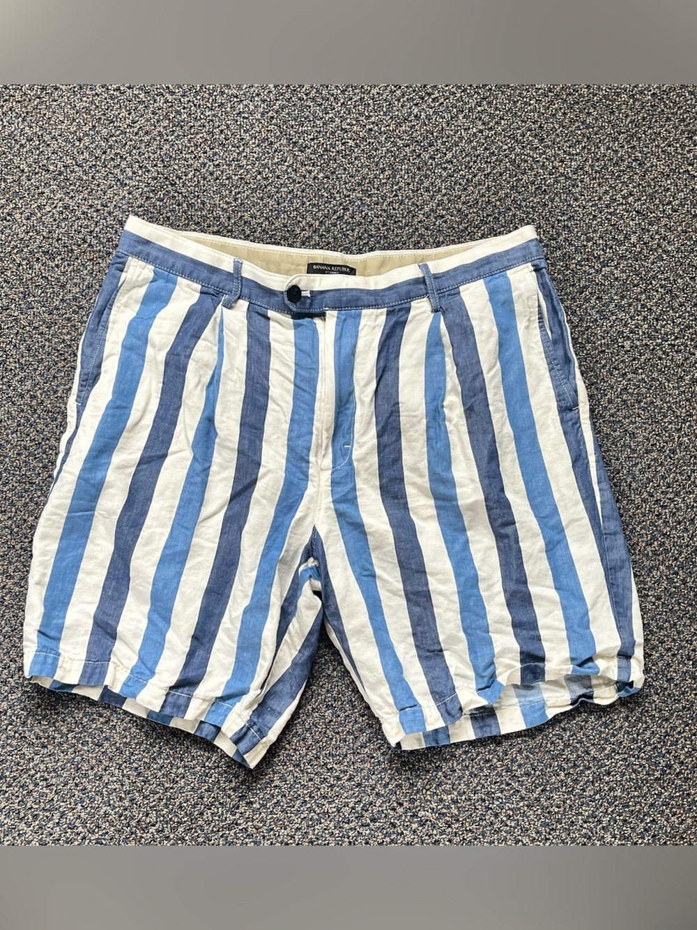 Banana Republic Blue & White Vertical Stripe Swim Shorts